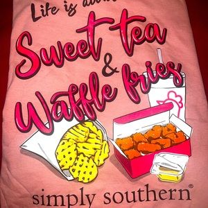 Simply Southern “Sweet Tea & Waffle Fries” T-Shirt - New with Tags, Size Youth L
